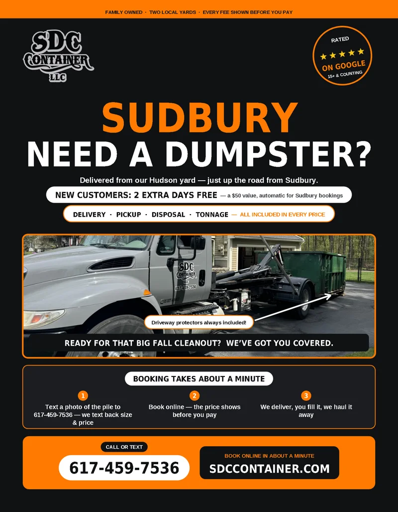 The Sudbury edition of the mailer, the same layout with Sudbury on the front and the Hudson yard named underneath.