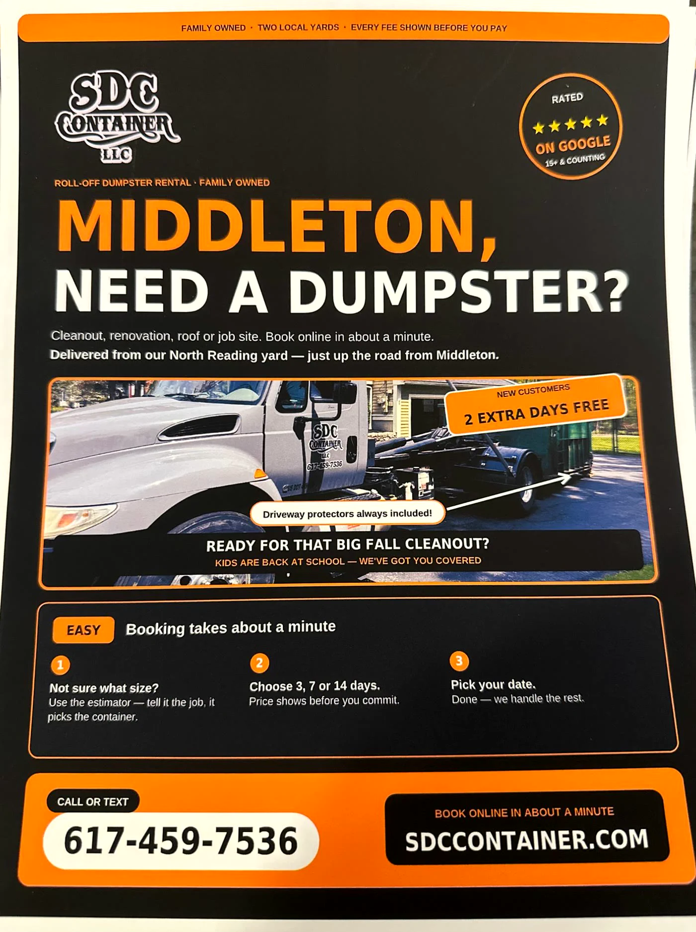 The printed Middleton edition of the flyer, photographed on a kitchen table.